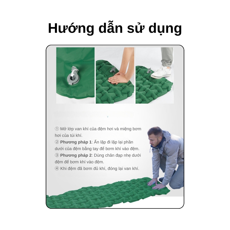 Đệm hơi siêu nhẹ kèm bơm naturehike fc12 Đệm hơi siêu nhẹ kèm bơm naturehike fc12