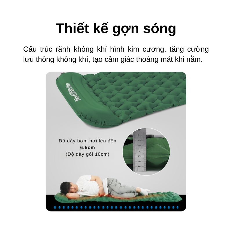 Đệm hơi siêu nhẹ kèm bơm naturehike fc12 Đệm hơi siêu nhẹ kèm bơm naturehike fc12