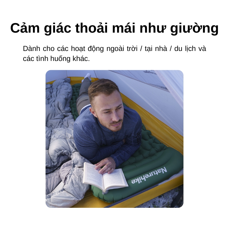 Đệm hơi siêu nhẹ kèm bơm naturehike fc12 Đệm hơi siêu nhẹ kèm bơm naturehike fc12