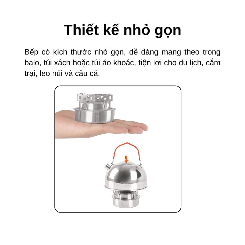 Bếp cồn mini cắm trại inox gọn nhẹ, nấu ăn ngoài trời Bếp cồn mini cắm trại inox gọn nhẹ, nấu ăn ngoài trời