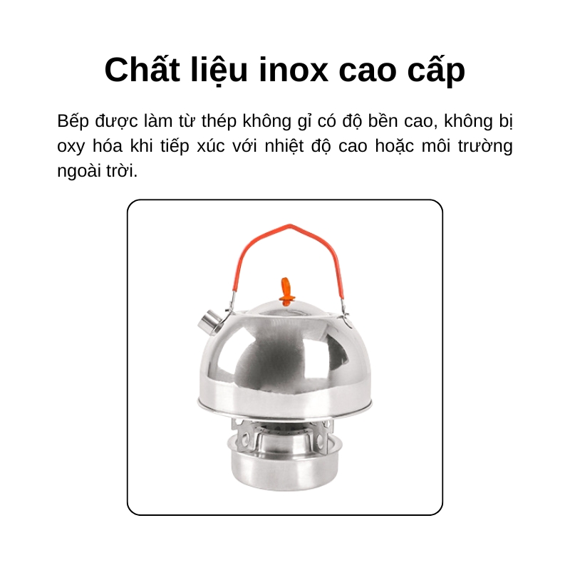 Bếp cồn mini cắm trại inox gọn nhẹ, nấu ăn ngoài trời Bếp cồn mini cắm trại inox gọn nhẹ, nấu ăn ngoài trời
