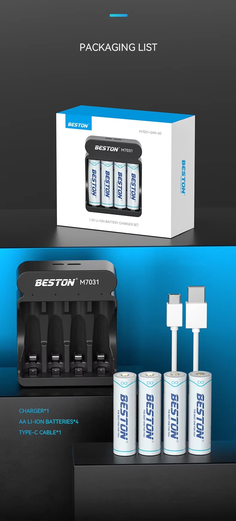 Bộ pin sạc beston 1. 5v 2an-60 & m7031 Bộ pin sạc beston 1. 5v 2an-60 & m7031