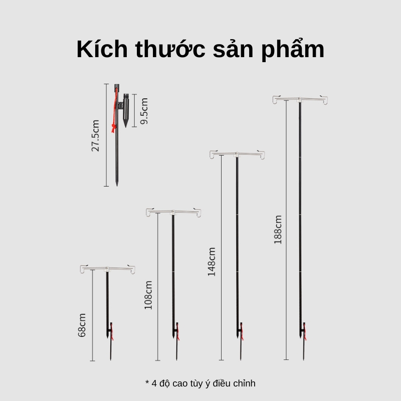 Cây treo đèn cắm trại 1,88m kèm cọc cắm đất nhôm gấp gọn Cây treo đèn cắm trại 1,88m kèm cọc cắm đất nhôm gấp gọn