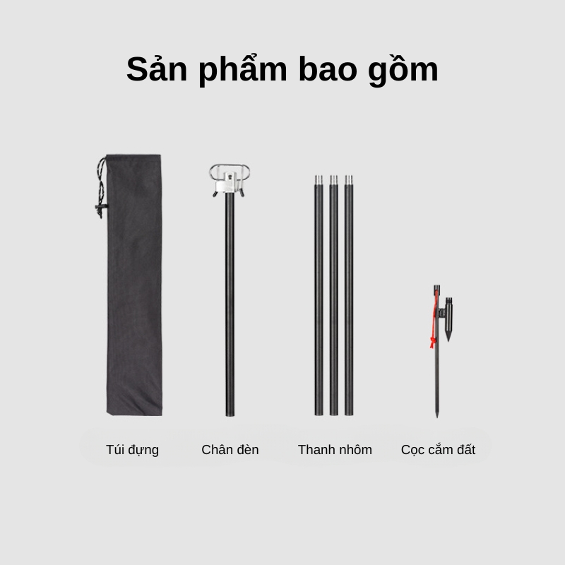 Cây treo đèn cắm trại 1,88m kèm cọc cắm đất nhôm gấp gọn Cây treo đèn cắm trại 1,88m kèm cọc cắm đất nhôm gấp gọn