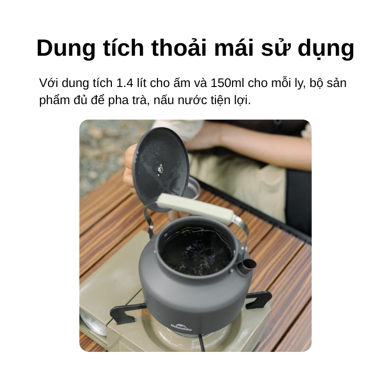 Bộ ấm trà naturehike cnk2450cf030 kèm 3 ly dã ngoại Bộ ấm trà naturehike cnk2450cf030 kèm 3 ly dã ngoại