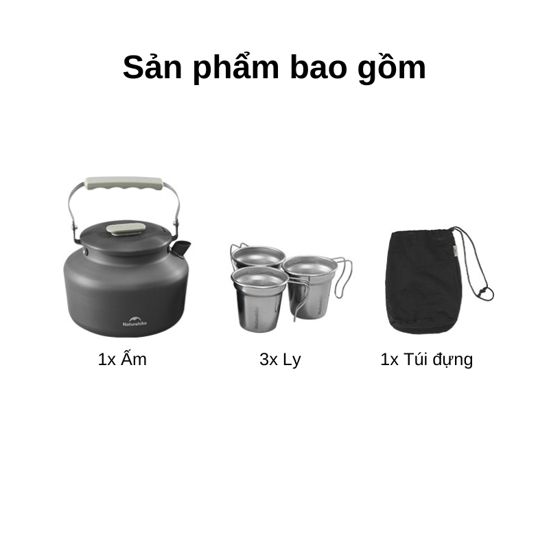 Bộ ấm trà naturehike cnk2450cf030 kèm 3 ly dã ngoại Bộ ấm trà naturehike cnk2450cf030 kèm 3 ly dã ngoại