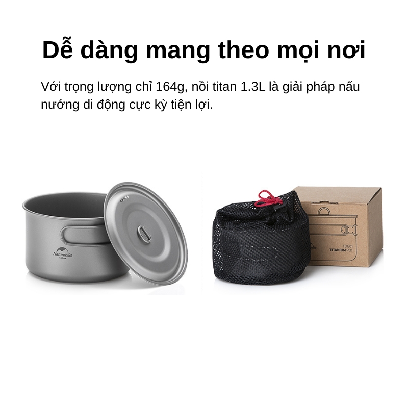 Nồi titanium naturehike tdg02 nh18t202-b 1. 3l Nồi titanium naturehike tdg02 nh18t202-b 1. 3l