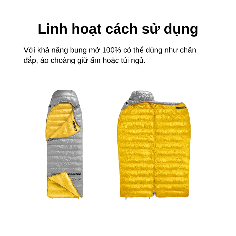 Túi ngủ naturehike cw400 650fp lông vũ nh18c400-d Túi ngủ naturehike cw400 650fp lông vũ nh18c400-d