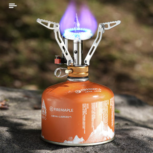 bếp gas dã ngoại mini gấp gọn đặt nồi chắc tay cầm ổn