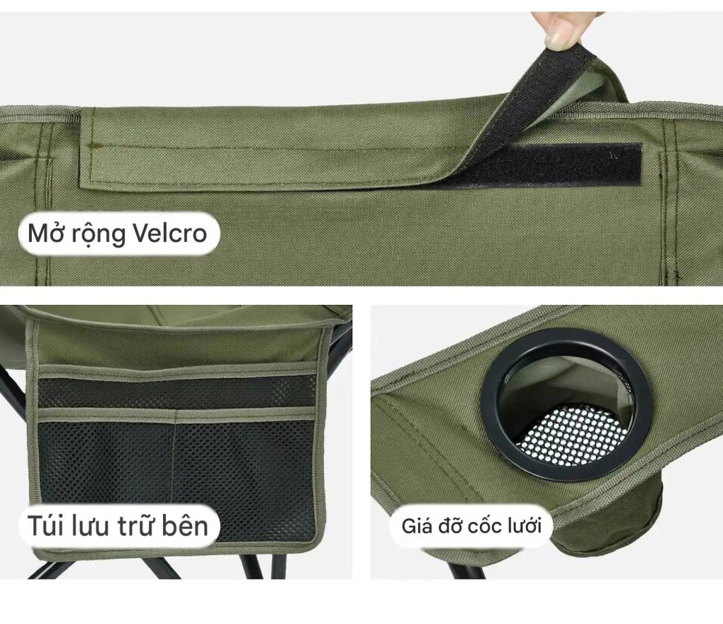 Ghế ngả lưng naturehike cnk2550jj019 Chi tiết gác chân tháo rời bằng khóa kéo của ghế dã ngoại có gác chân.