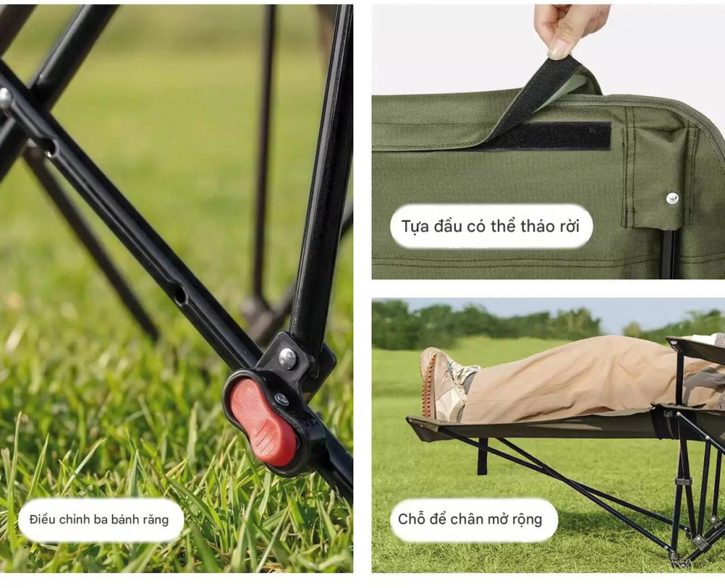 Ghế ngả lưng naturehike cnk2550jj019 Khung thép carbon chịu tải 150kg của ghế xếp cắm trại naturehike sea star 002.