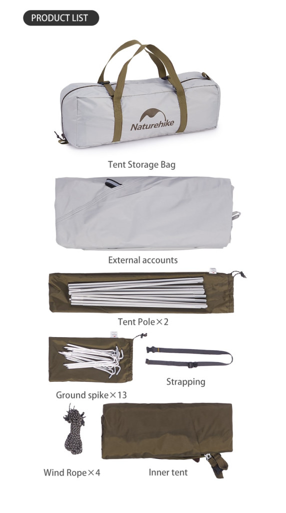 Lều 3 người naturehike ultralight cnk2300zp024 Phụ kiện cắm trại naturehike bao gồm cọc nhôm và dây gió cnk2300zp024