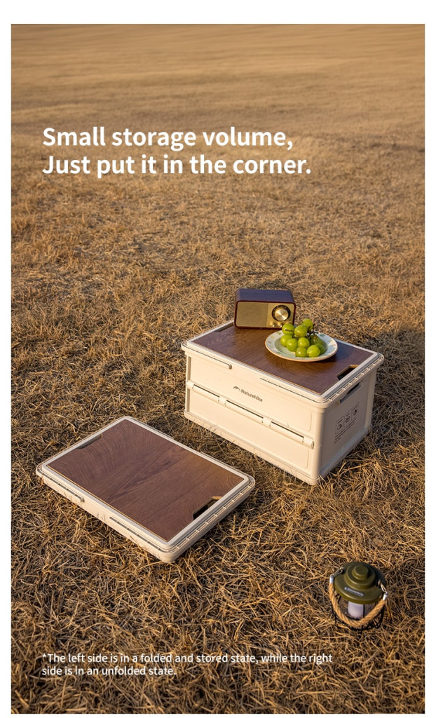Thùng nhựa gấp gọn naturehike cnk2550xb017 Cận cảnh nắp gỗ melamine của thùng nhựa naturehike cnk2550xb017