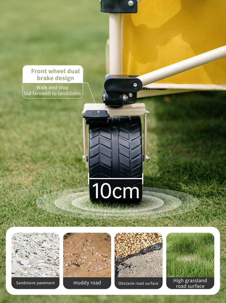Xe kéo naturehike cnk2450jj017 cắm trại xếp gọn Bánh xe dã ngoại rộng 10cm đa địa hình của xe đẩy naturehike