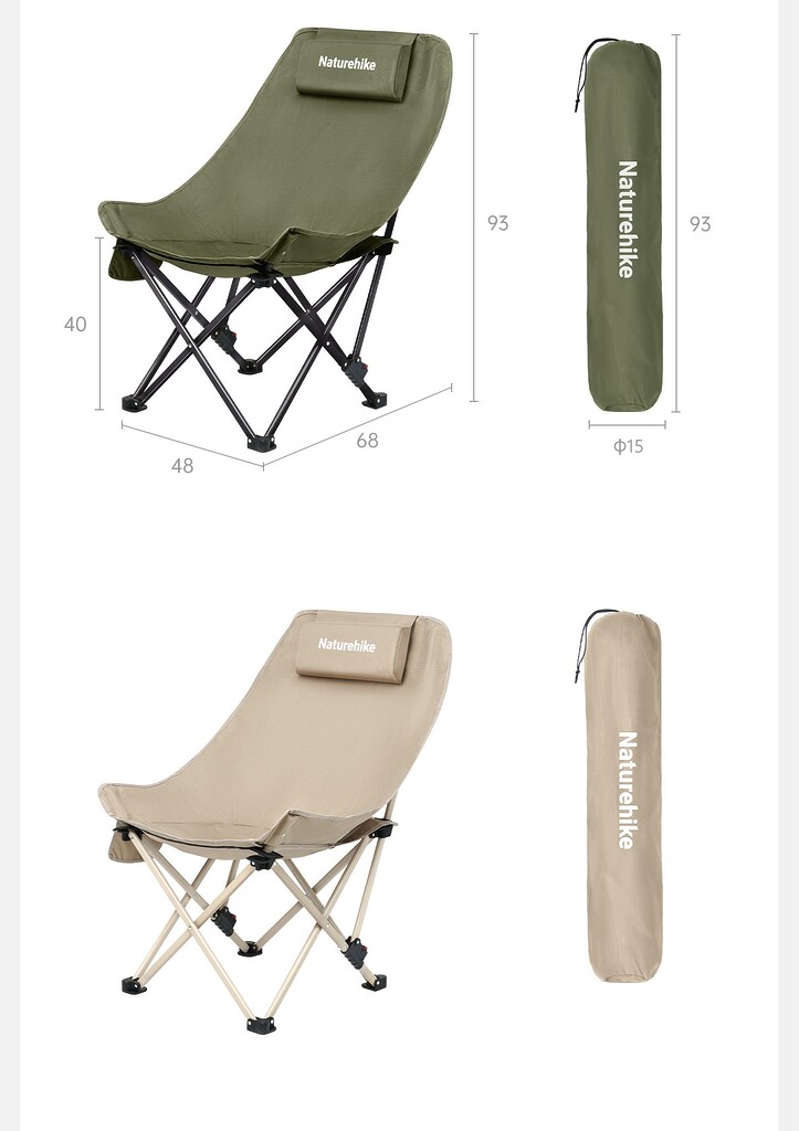 Ghế xếp lưng cao naturehike cnk2550jj019 seastar 002 ngả lưng 145 độ có gối tựa Kích thước ghế xếp lưng cao sea star 002 naturehike cnk2550jj019