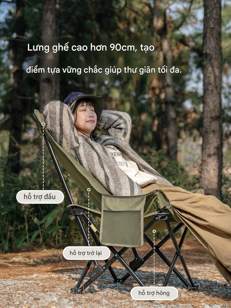 Ghế xếp lưng cao naturehike cnk2550jj019 seastar 002 ngả lưng 145 độ có gối tựa Ghế xếp lưng cao naturehike cnk2550jj019 seastar 002 ngả lưng 145 độ có gối tựa