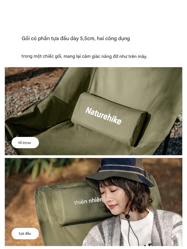 Ghế xếp lưng cao naturehike cnk2550jj019 seastar 002 ngả lưng 145 độ có gối tựa Ghế xếp lưng cao naturehike cnk2550jj019 seastar 002 ngả lưng 145 độ có gối tựa