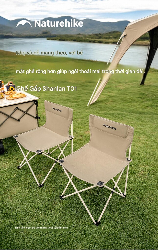 Ghế xếp dã ngoại naturehike cnk2550jj025 shan lan t01 khung thép chịu tải 200kg