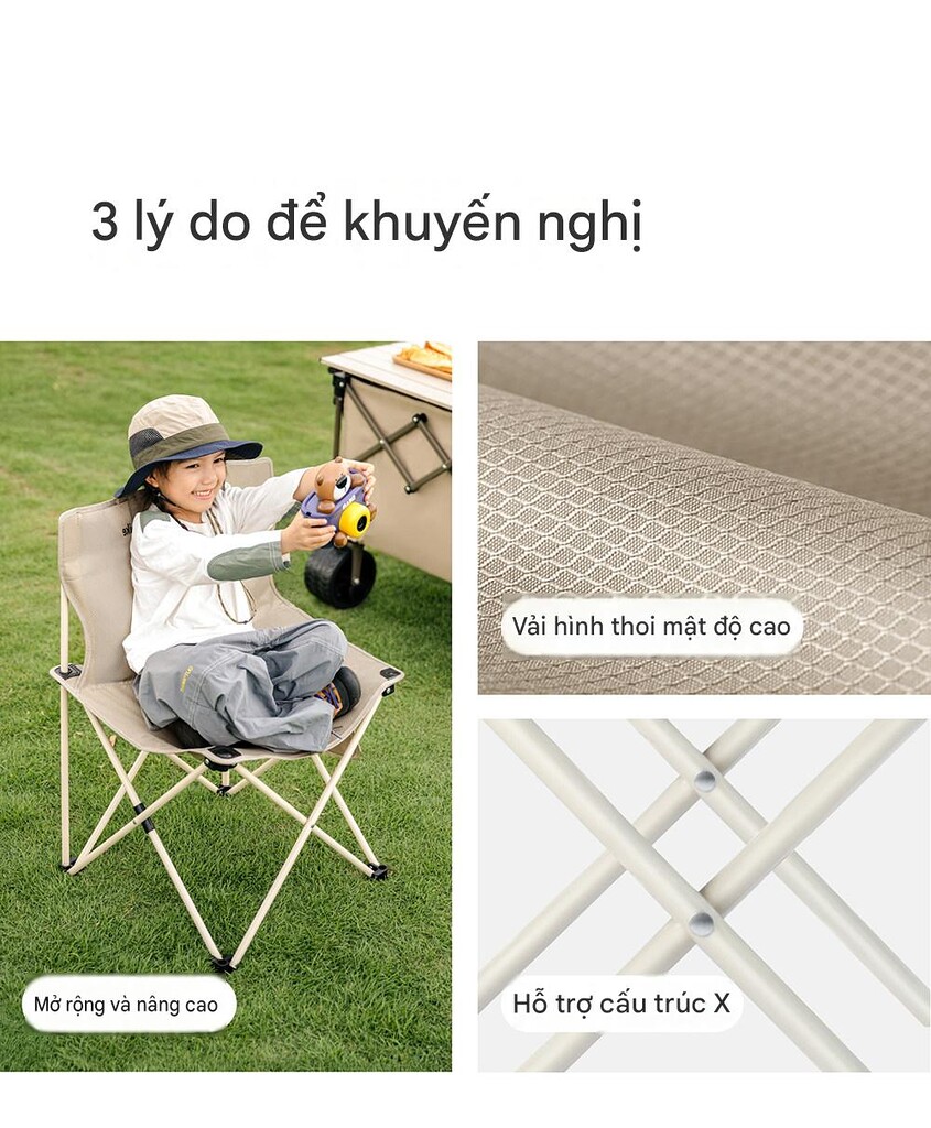 Ghế xếp dã ngoại naturehike cnk2550jj025 shan lan t01 khung thép chịu tải 200kg