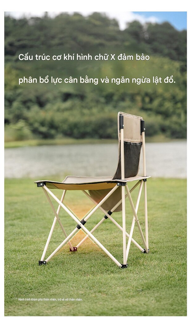 Khung ghế chữ x giúp phân bổ lực đều, vững chãi hơn