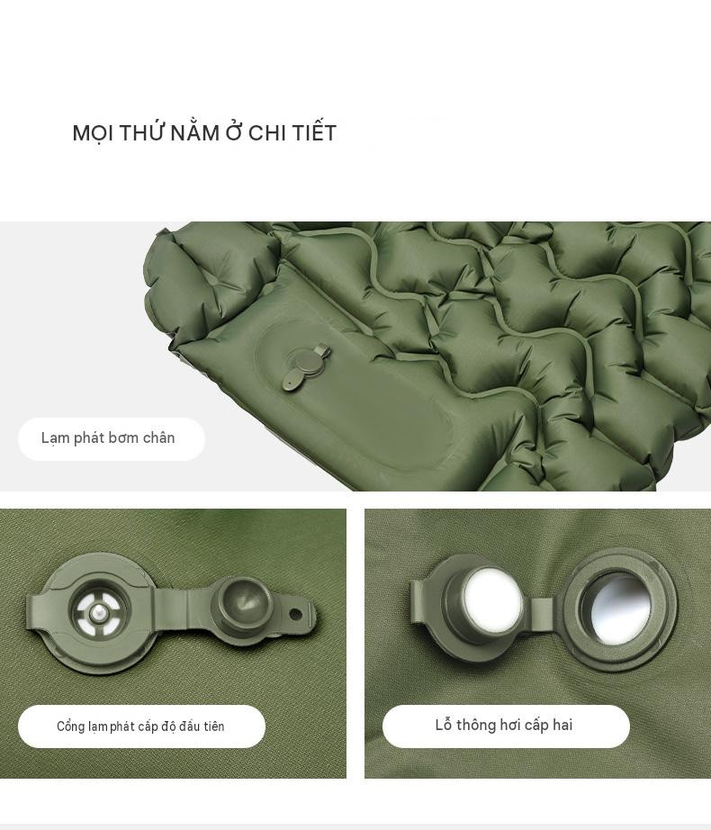 Đệm hơi naturehike fc01 bơm chân cnk2550ws019 1-2 người Cấu trúc van 2 nấc nạp xả thông minh trên đệm đơn naturehike fc01