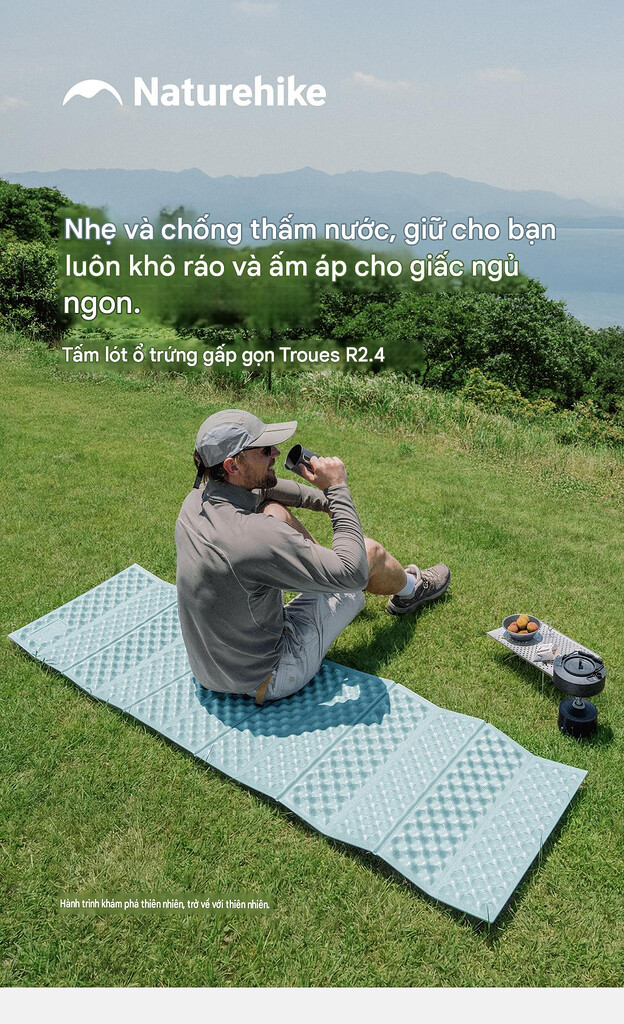 Đệm xốp trứng naturehike r2. 4 cnk2650ws036 Đệm xốp trứng tráng nhôm đặt vừa vặn bảo vệ đáy túi ngủ dã ngoại