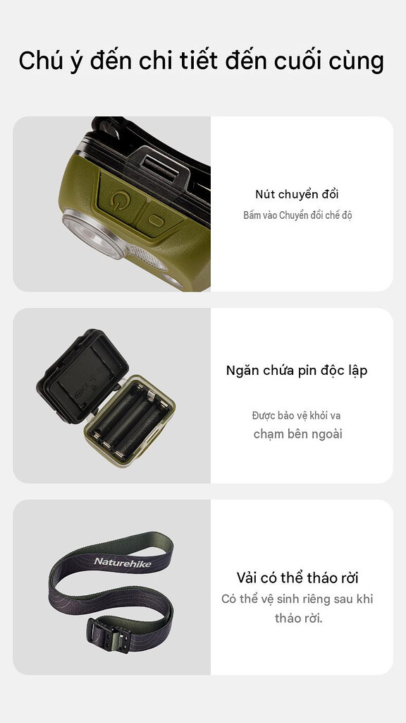 Khay lắp 3 pin aaa tháo rời cơ động của đèn pin dã ngoại chạy pin aaa