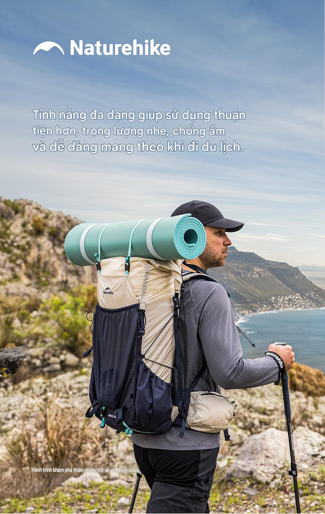 Thảm trải lều chống thấm naturehike gập gọn cài bên hông balo dã ngoại