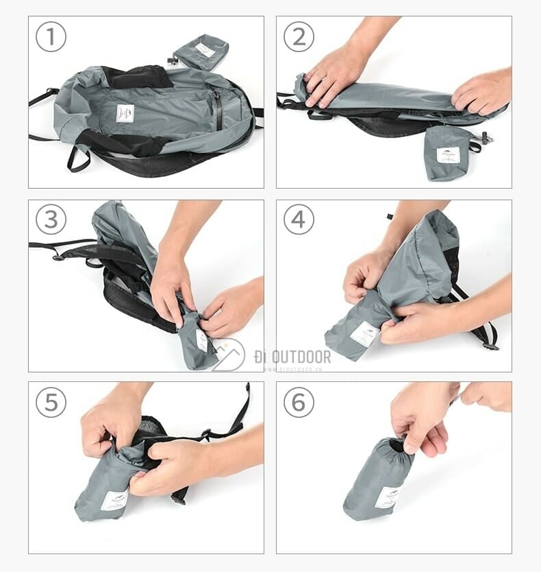 Balo gấp gọn naturehike yunyan 18–22-30l nh17a012-b Cách gấp balo gấp gọn naturehike