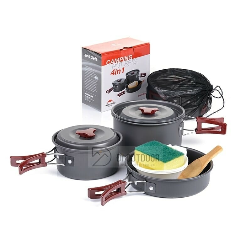 Bo noi cam trai 2-3 nguoi naturehike (9) Bộ nồi cắm trại dã ngoại cho 2-3 người naturehike nh15t203-g