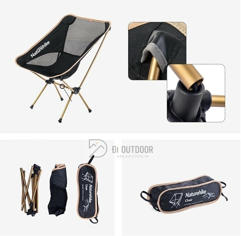 Ghế xếp cắm trại naturehike - nh15y012-l Ghế xếp gọn câu cá cắm trại naturehike chính hãng